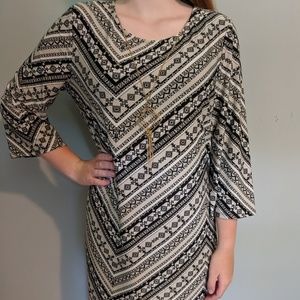 Long sleeve dress with attached necklace